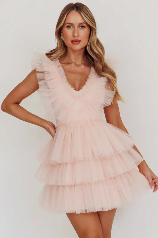 Froufrou Layered Tulle Mini Dress Blush sold by Selfie Leslie