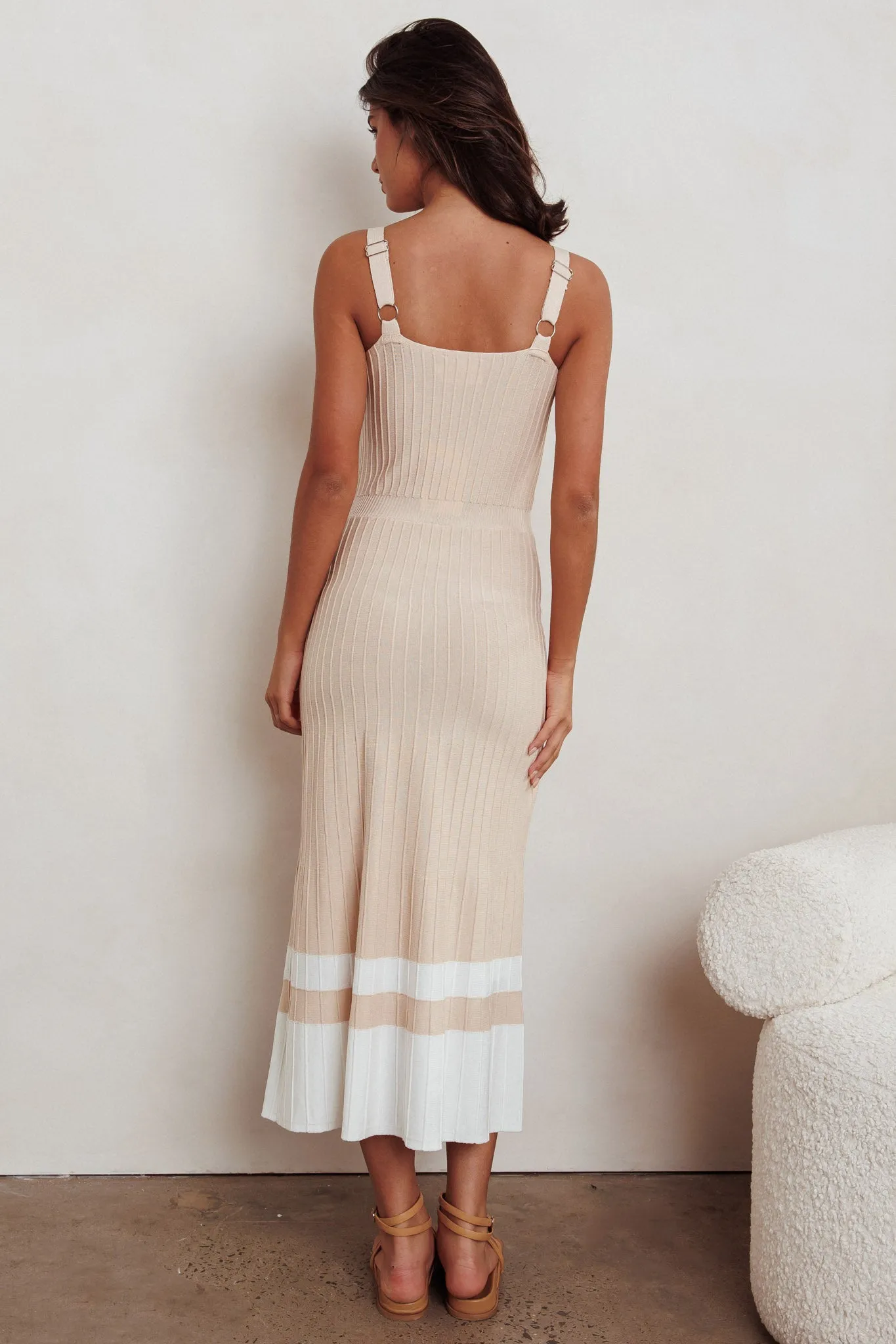 Cayla Contrast Ribbed Knit Maxi Dress Sand sold by Selfie Leslie product image thumbnail 2