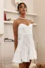Emile Sweetheart Neckline Godet Mini Dress Off White sold by Selfie Leslie