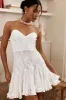 Emile Sweetheart Neckline Godet Mini Dress Off White sold by Selfie Leslie