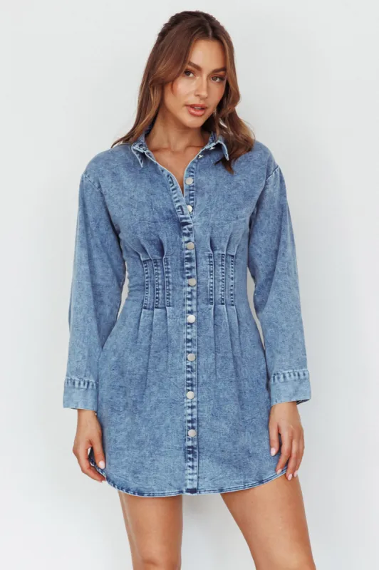 Zurich Long Sleeve Mini Dress Blue sold by Selfie Leslie