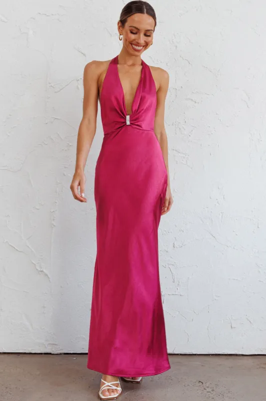Oasis Diamante Halterneck Maxi Dress Fuchsia sold by Selfie Leslie