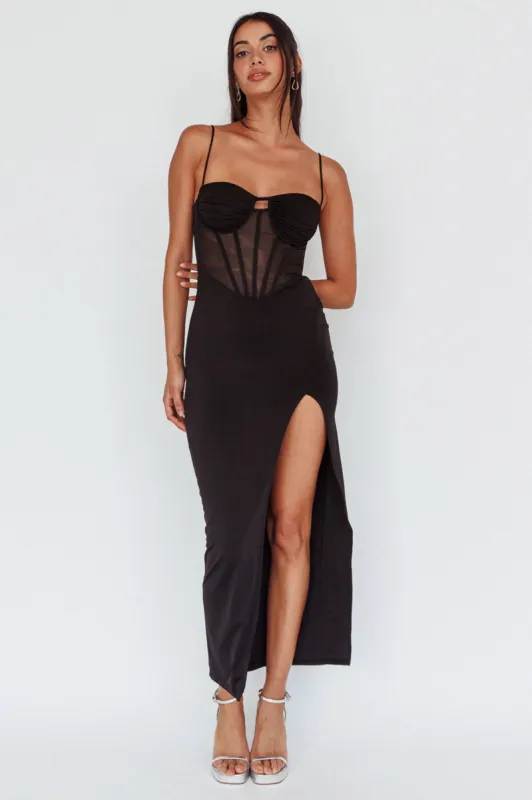 Ginny Sheer Bodice Maxi Dress Black sold by Selfie Leslie