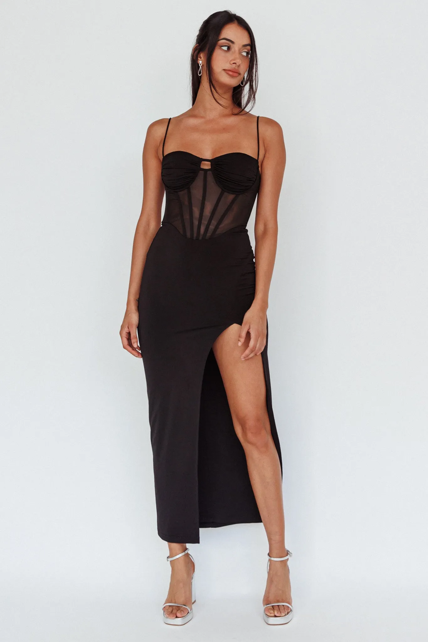 Ginny Sheer Bodice Maxi Dress Black sold by Selfie Leslie product image thumbnail 5