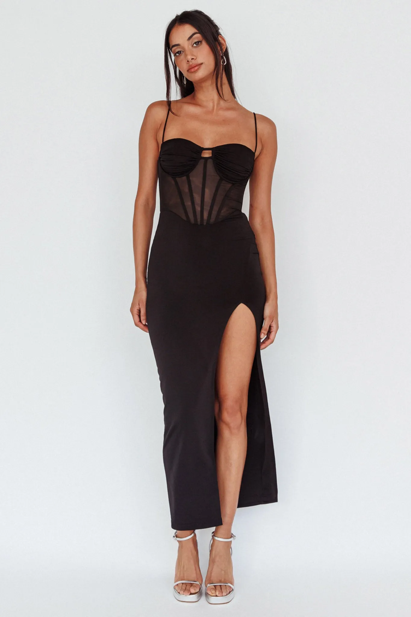 Ginny Sheer Bodice Maxi Dress Black sold by Selfie Leslie product image thumbnail 3