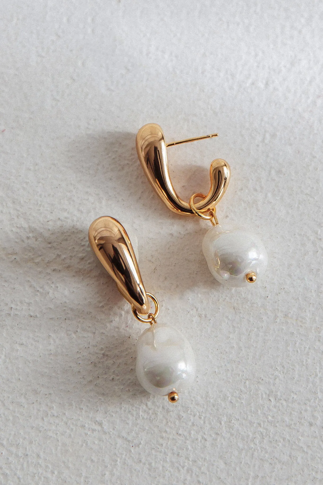 Celene Drop Pearl Earrings Gold sold by Selfie Leslie
