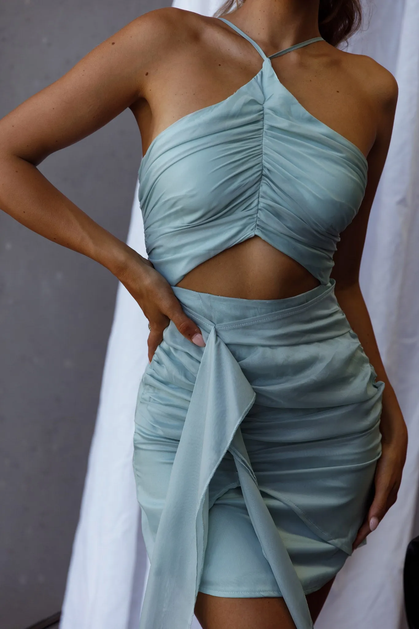 Casa Del Sol Ruched Cut-Out Dress Sage sold by Selfie Leslie product image thumbnail 5