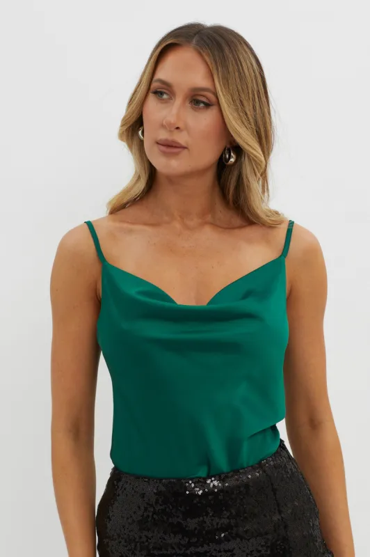 Tamera Cowl Neck Cami Top Green sold by Selfie Leslie