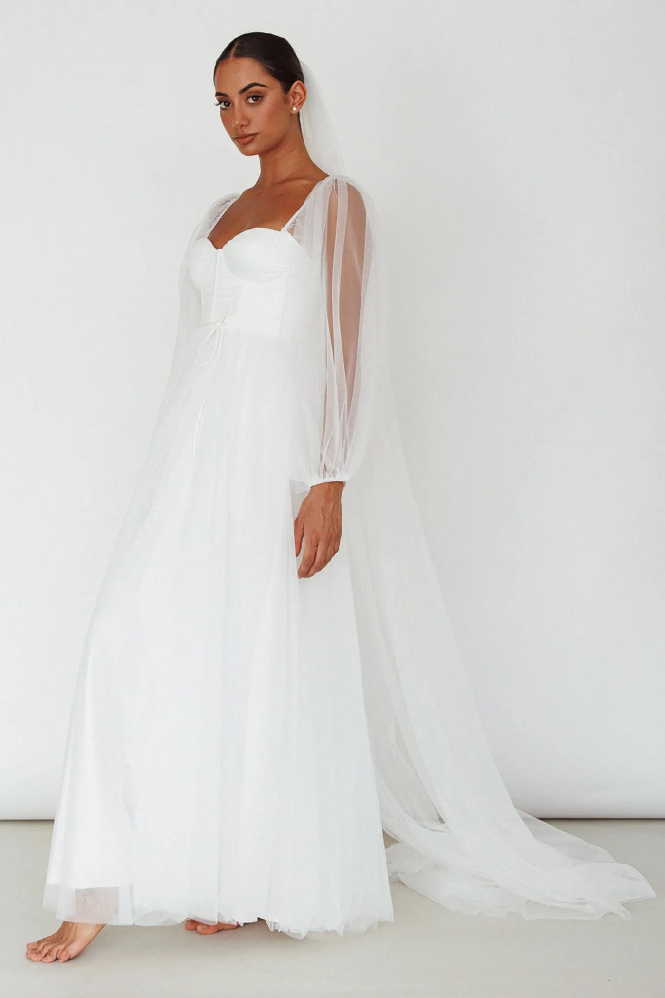 Fairytale Dream Sheer Sleeve Maxi Dress White sold by Selfie Leslie product image thumbnail 5