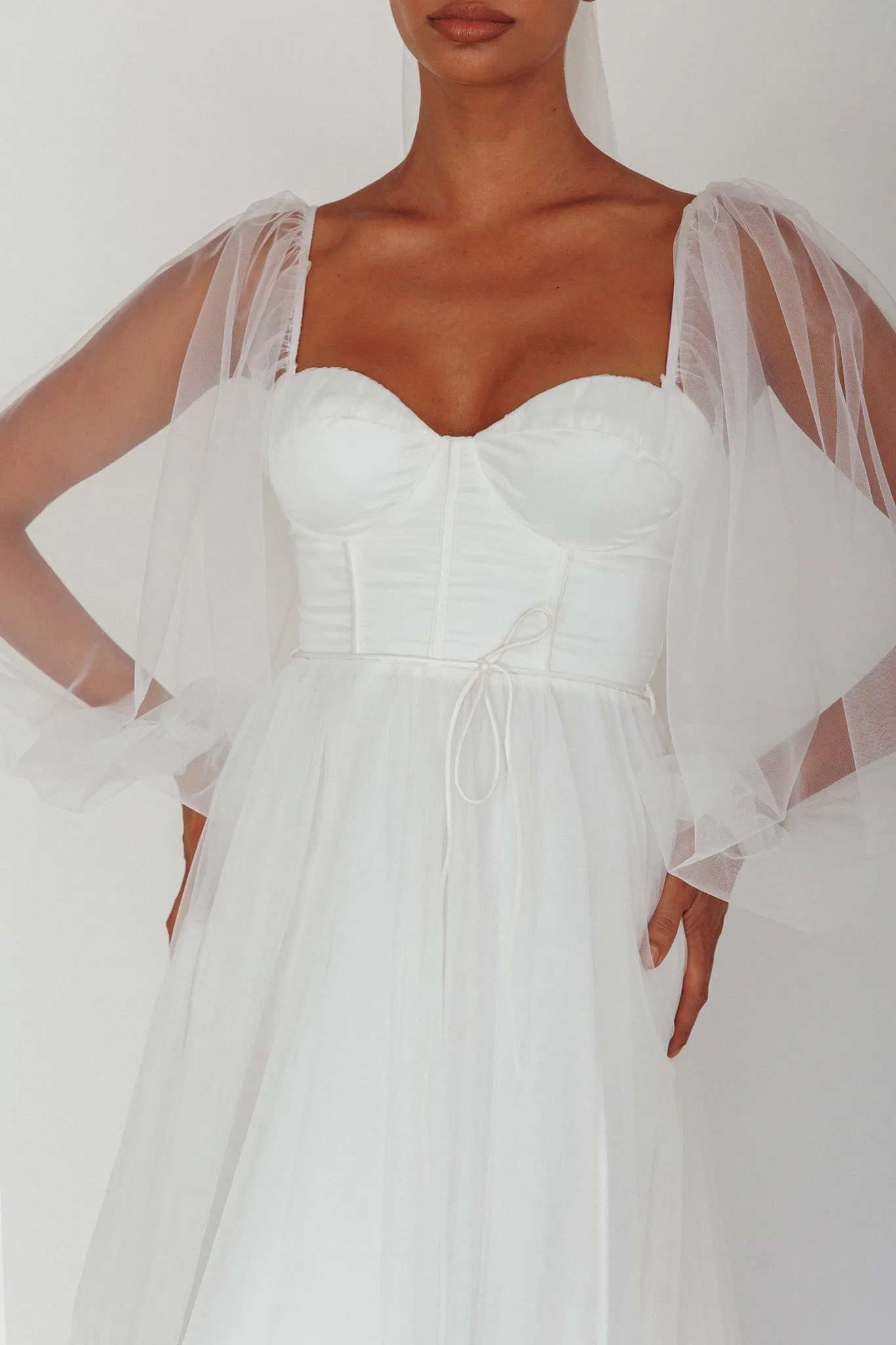 Fairytale Dream Sheer Sleeve Maxi Dress White sold by Selfie Leslie product image thumbnail 4