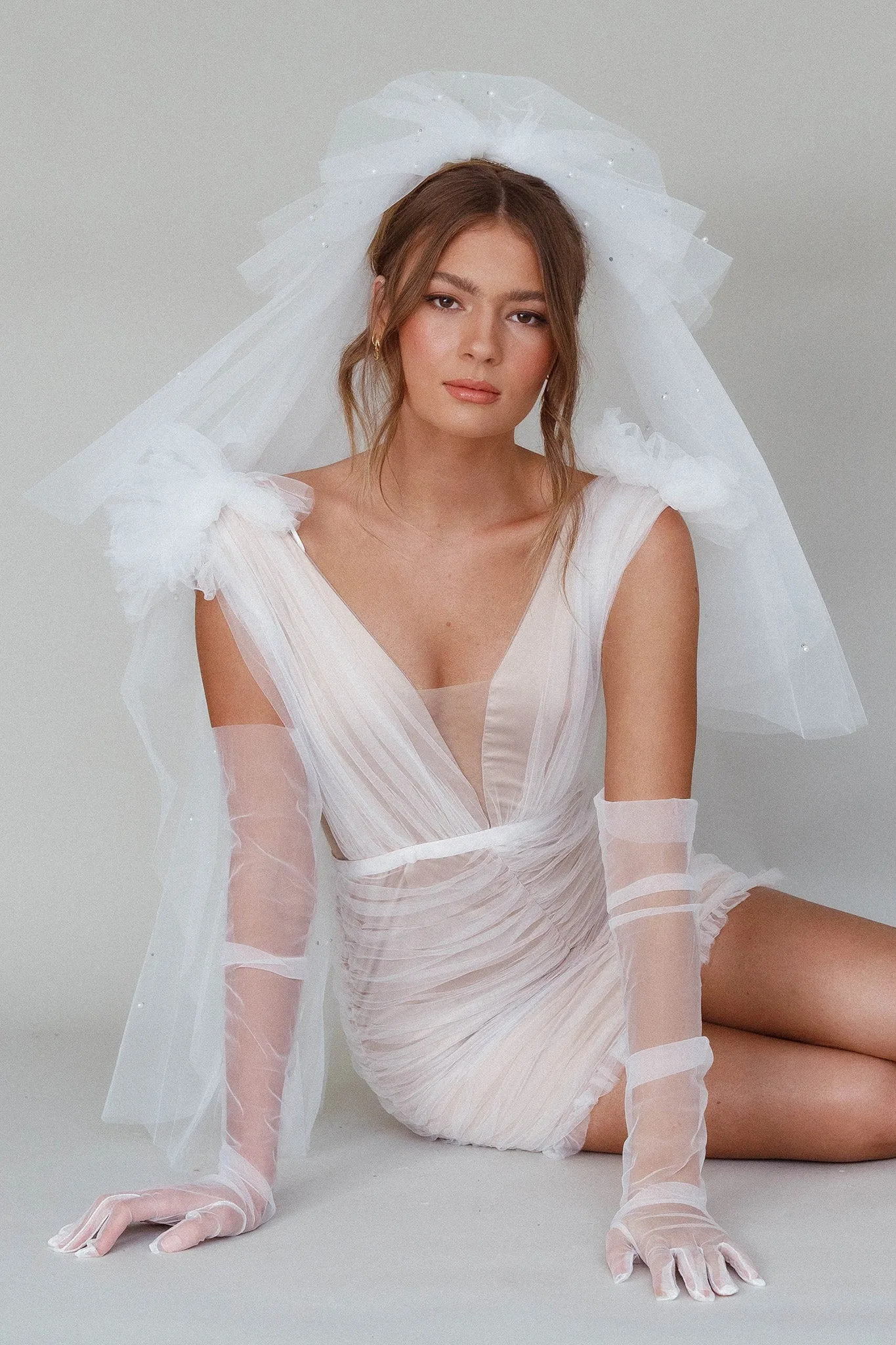 Diana Tulle Gloves White sold by Selfie Leslie product image thumbnail 2