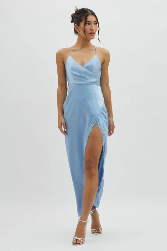 Winter Moon Lace Trim Midi Dress Blue sold by Selfie Leslie