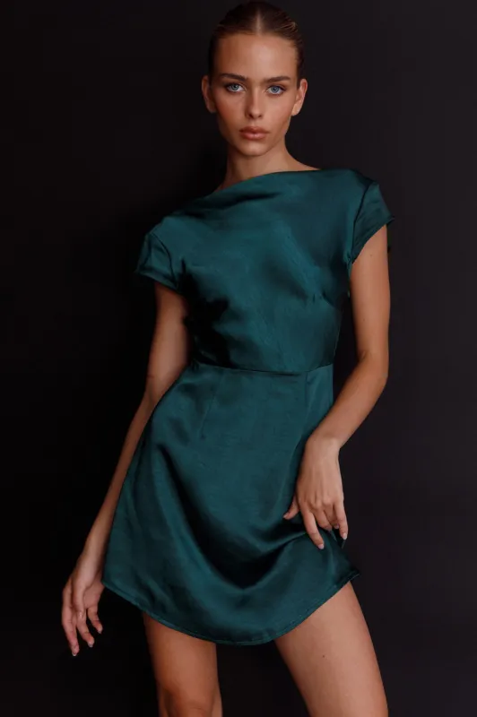 Lucinda Twist Back Mini Dress Jade sold by Selfie Leslie