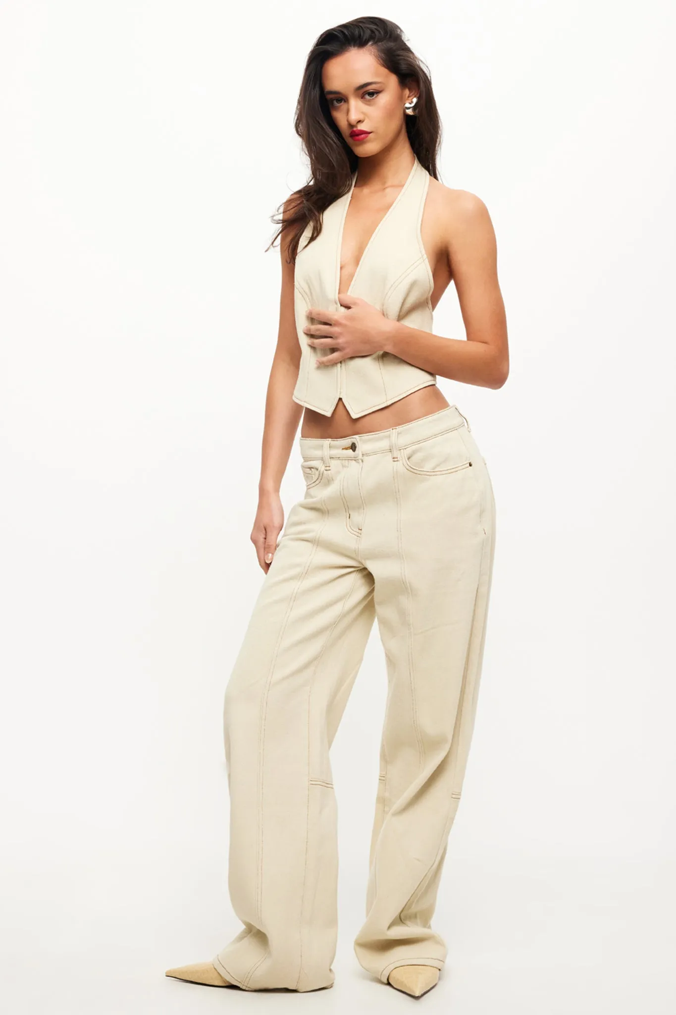 LIONESS Je Suis Halter Top Ecru sold by Selfie Leslie product image thumbnail 2