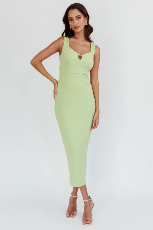 Jennine Lace-Up Back Midi Dress Matcha sold by Selfie Leslie