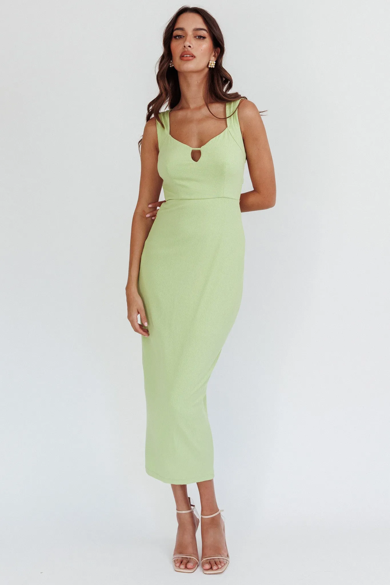 Jennine Lace-Up Back Midi Dress Matcha sold by Selfie Leslie product image thumbnail 5