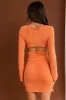 Elle Long Sleeve Crossover Mini Dress Tangerine sold by Selfie Leslie