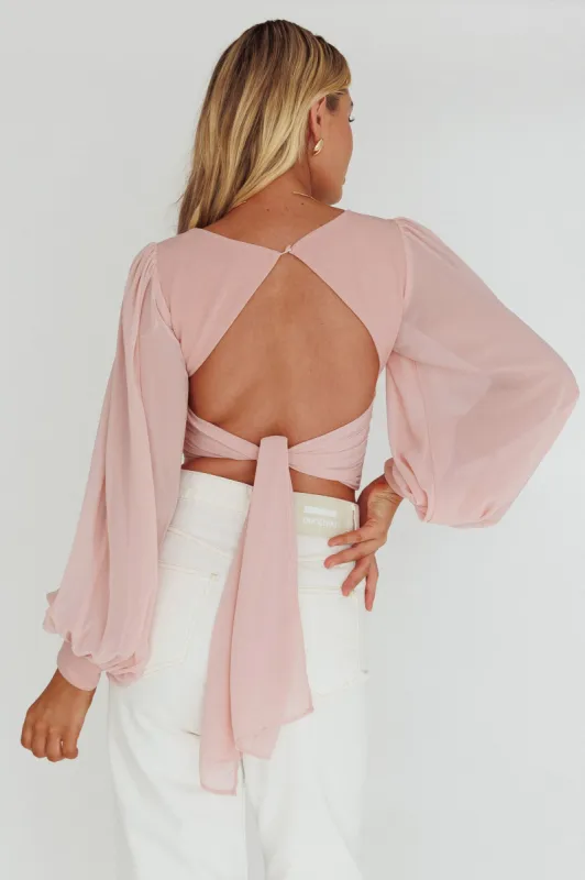 Romance Novel Sweetheart Neckline Open Back Top Blush sold by Selfie Leslie