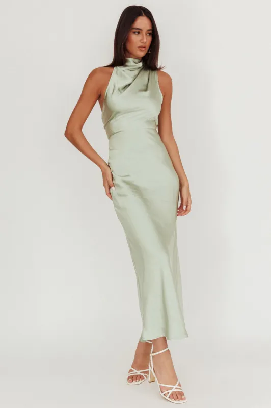 Shana Halterneck Maxi Dress Sage sold by Selfie Leslie