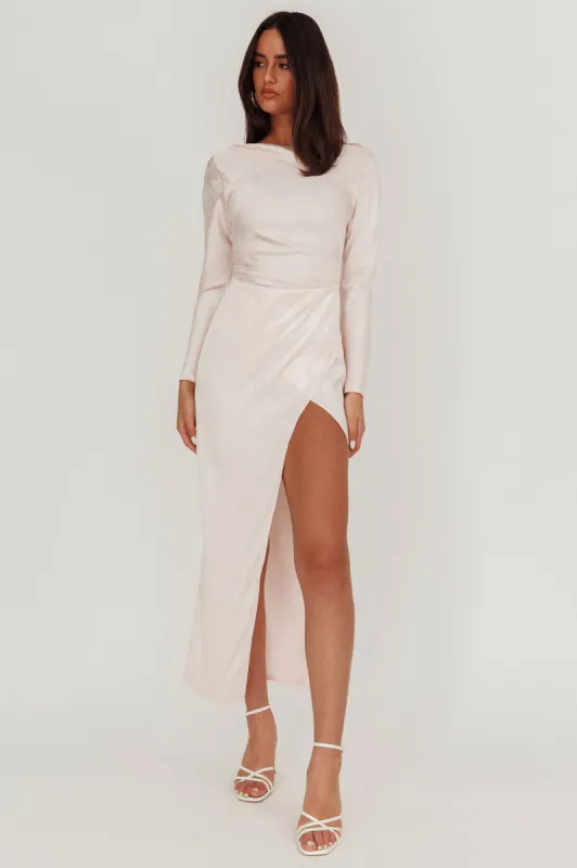 Loveland Long Sleeve Cowl Back Maxi Dress Blush sold by Selfie Leslie