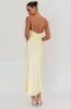 Hold Me Satin Backless Maxi Dress Lemon sold by Selfie Leslie