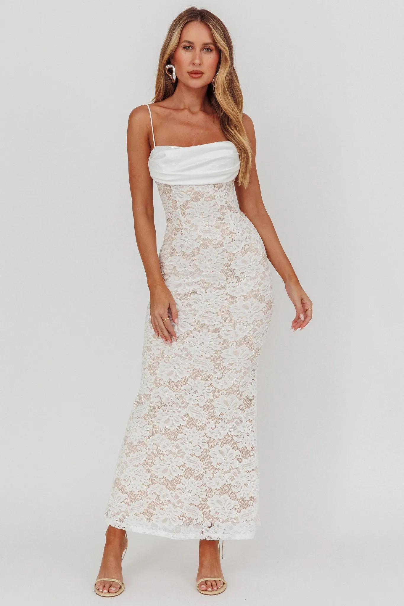 Melting Lace Maxi Dress White sold by Selfie Leslie