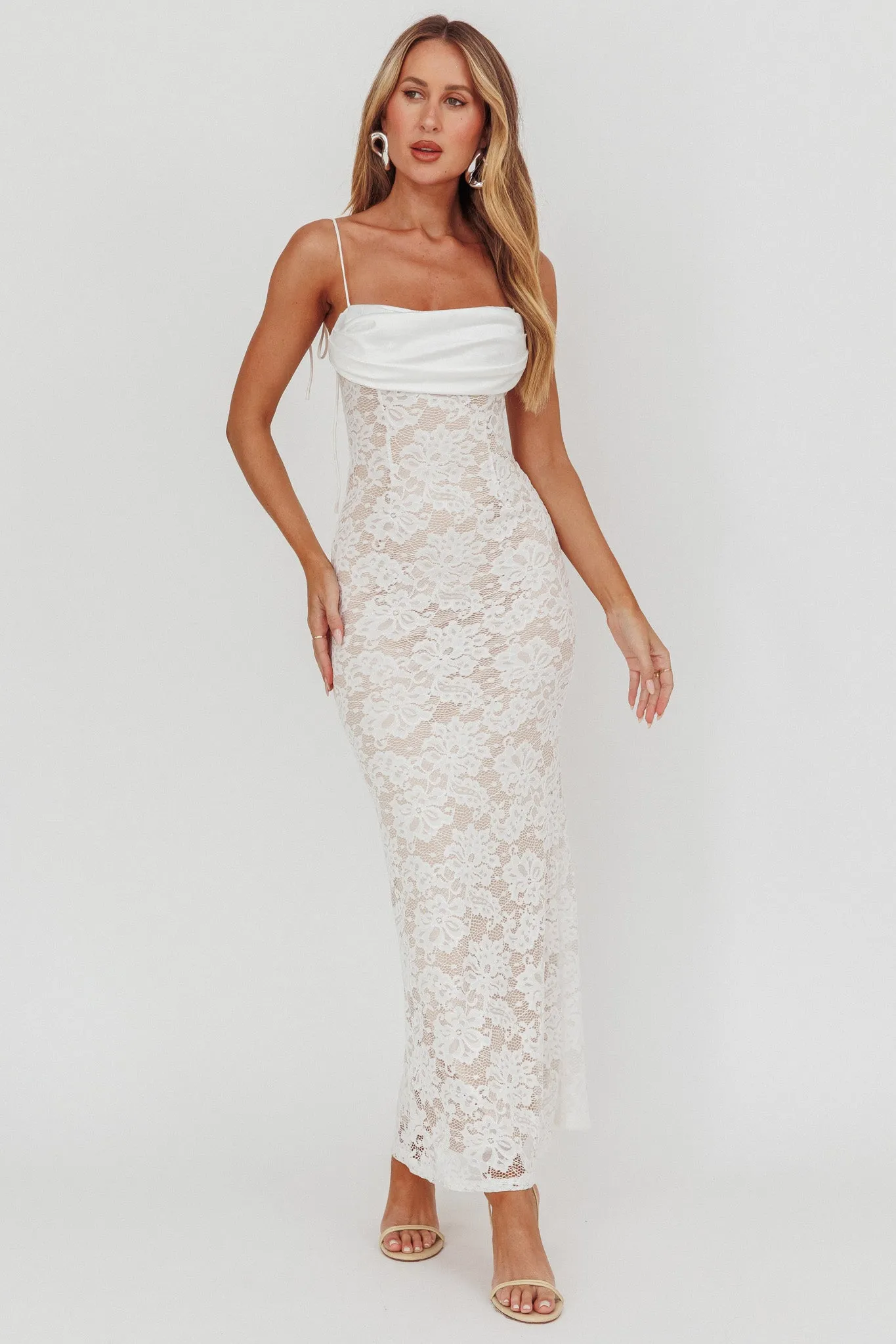 Melting Lace Maxi Dress White sold by Selfie Leslie product image thumbnail 4