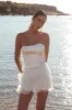 Bless Strapless Organza Ruffle Mini Dress Cream sold by Selfie Leslie