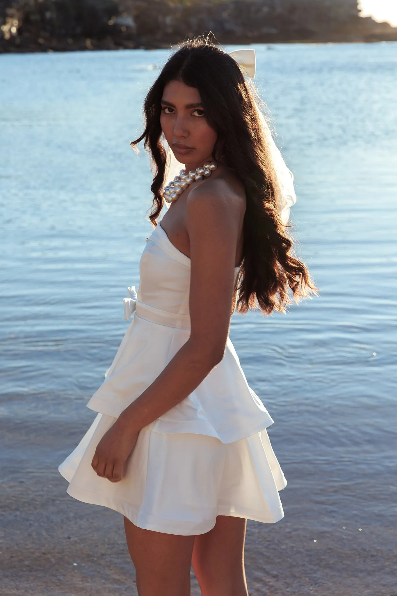 Alix Strapless Tiered Ruffle Mini Dress White sold by Selfie Leslie product image thumbnail 3