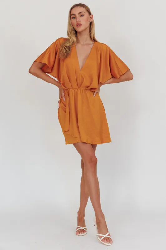 Lunisolar Flutter Sleeve Mini Dress Mustard sold by Selfie Leslie