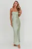 Kona Strapless Pleated Bust Satin Maxi Dress Sage sold by Selfie Leslie