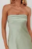 Kona Strapless Pleated Bust Satin Maxi Dress Sage sold by Selfie Leslie