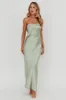 Kona Strapless Pleated Bust Satin Maxi Dress Sage sold by Selfie Leslie
