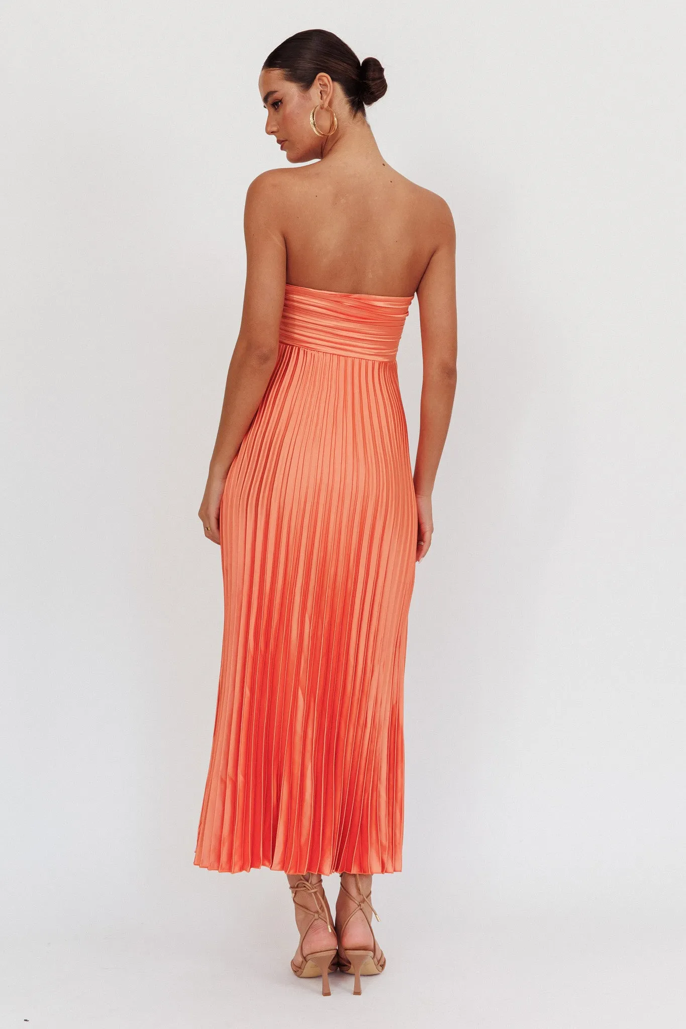 Wicked Games Strapless Pleated Maxi Dress Orange sold by Selfie Leslie product image thumbnail 2