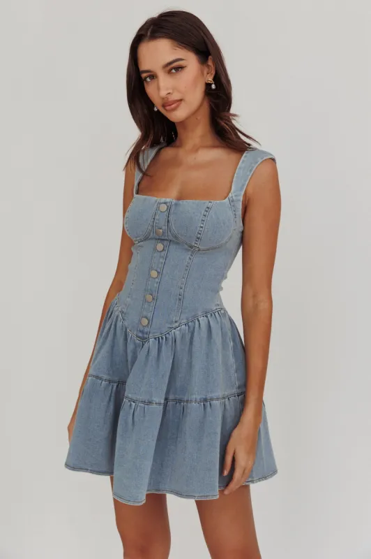 Nika Logo Denim Mini Dress | Parallel
