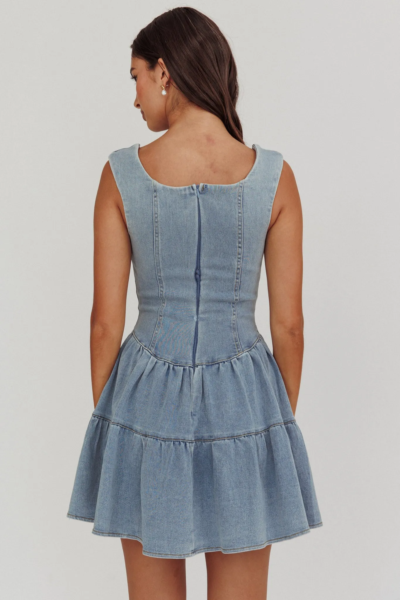 Deep Dive Square Neck Mini Dress Denim sold by Selfie Leslie product image thumbnail 2