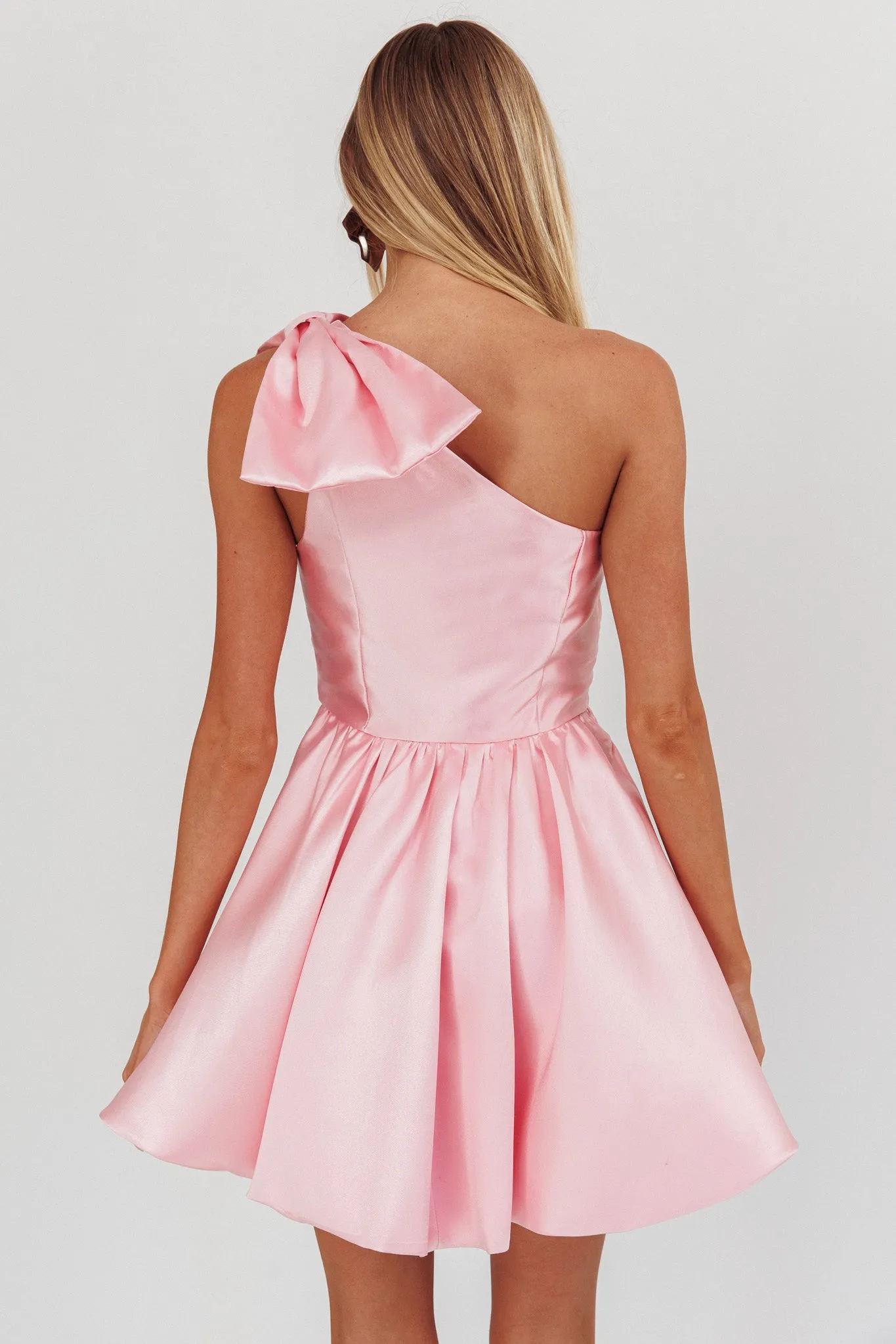 Athens Shoulder Bow Bubble Hem Mini Dress Blush sold by Selfie Leslie product image thumbnail 2