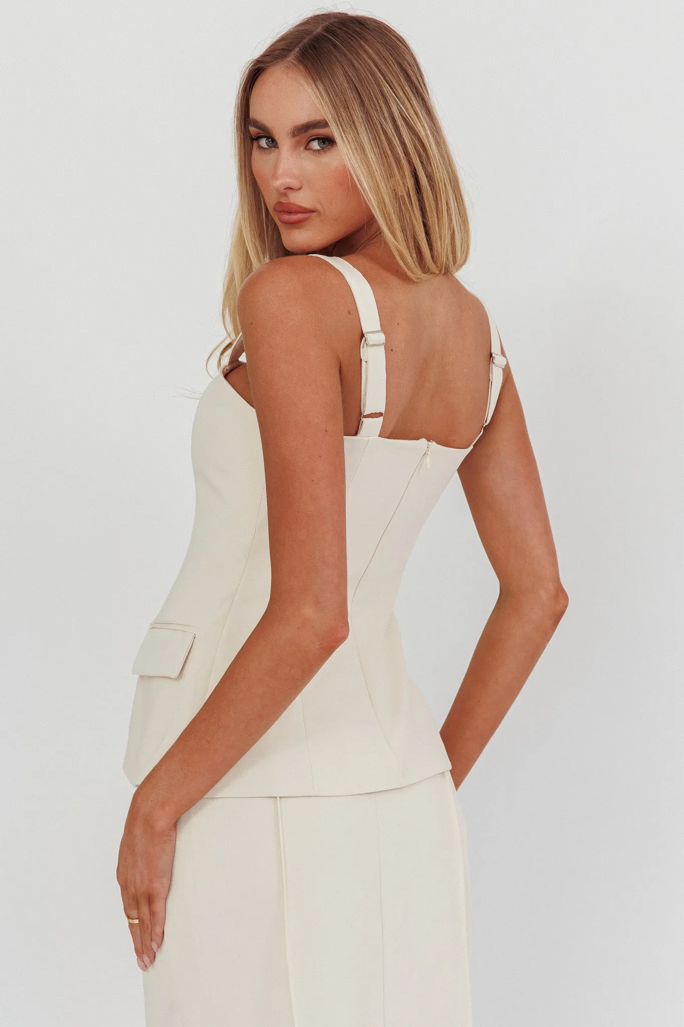 Like I Do Front Zip Sleeveless Top Cream sold by Selfie Leslie product image thumbnail 2