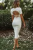 Moon Dance Open Back Short Sleeve Knit Midi Dress Beige sold by Selfie Leslie