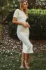 Moon Dance Open Back Short Sleeve Knit Midi Dress Beige sold by Selfie Leslie