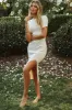 Moon Dance Open Back Short Sleeve Knit Midi Dress Beige sold by Selfie Leslie