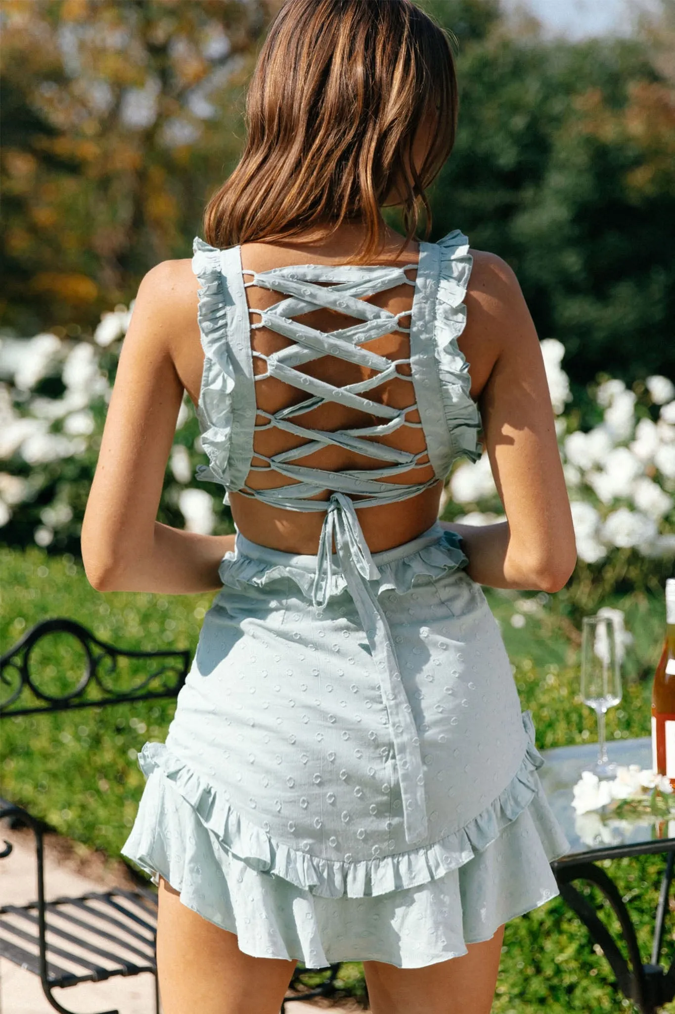 My Belle V-Neckline Lace-Up Back Frill Dress Mint sold by Selfie Leslie product image thumbnail 3