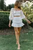 Summer Bloom Balloon Sleeve Lace Overlay Crop Top White sold by Selfie Leslie