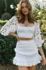 Summer Bloom Balloon Sleeve Lace Overlay Crop Top White sold by Selfie Leslie