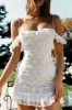 Matilda Frill Trim Lace Overlay Gold Bead Dress White sold by Selfie Leslie