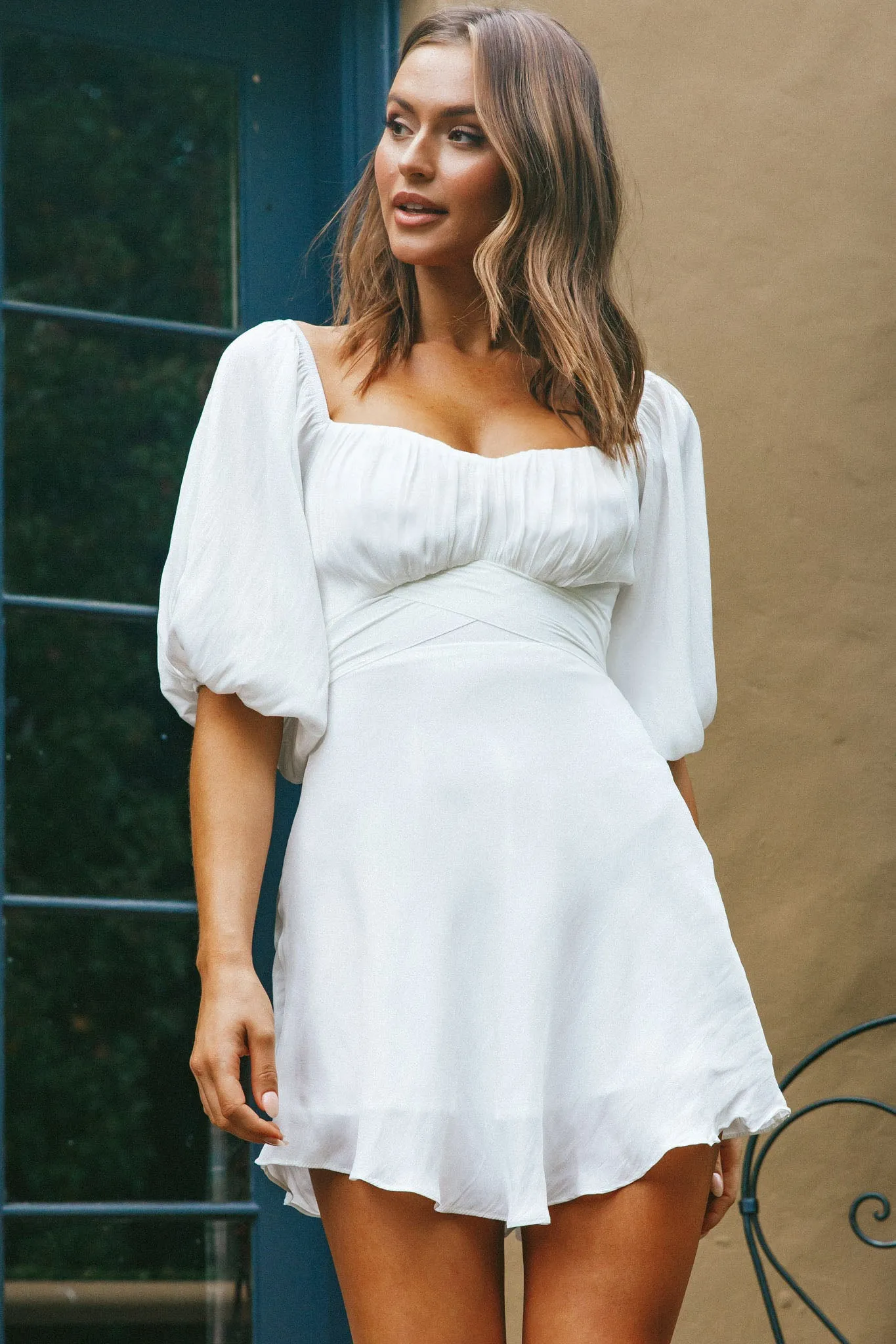 Linka On or Off-Shoulder Half Sleeve Tie-Back Dress White sold by Selfie Leslie product image thumbnail 4