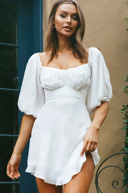 Linka On or Off-Shoulder Half Sleeve Tie-Back Dress White sold by Selfie Leslie