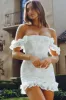 Verona Off-Shoulder Lace Overlay Mini Dress White sold by Selfie Leslie