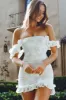 Verona Off-Shoulder Lace Overlay Mini Dress White sold by Selfie Leslie