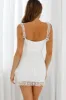 La Vida Sweetheart Neckline Frill Trim Polka Dot Mesh Dress White sold by Selfie Leslie